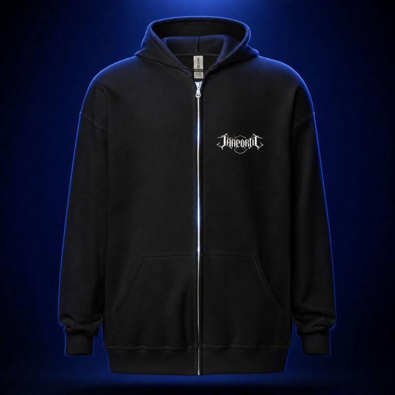 Jääportit unisex heavy blend zip hoodie with front logo and back print