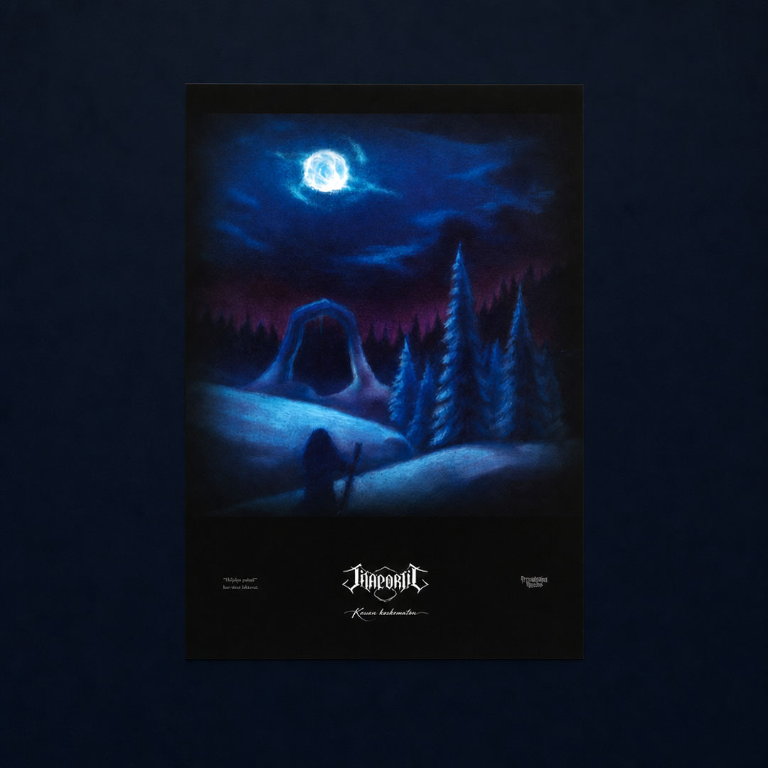 High-quality Jääportit poster featuring the Kauan koskematon album cover art on a minimalist background.