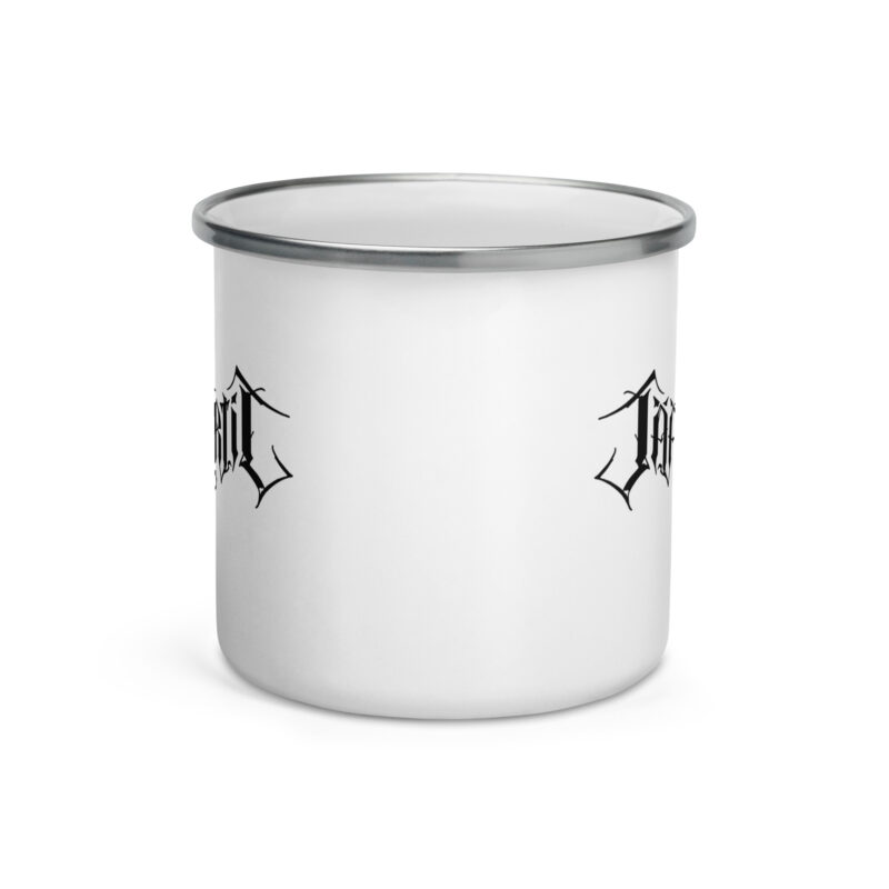 Jääportit white enamel camper mug with silver rim for hiking and camping