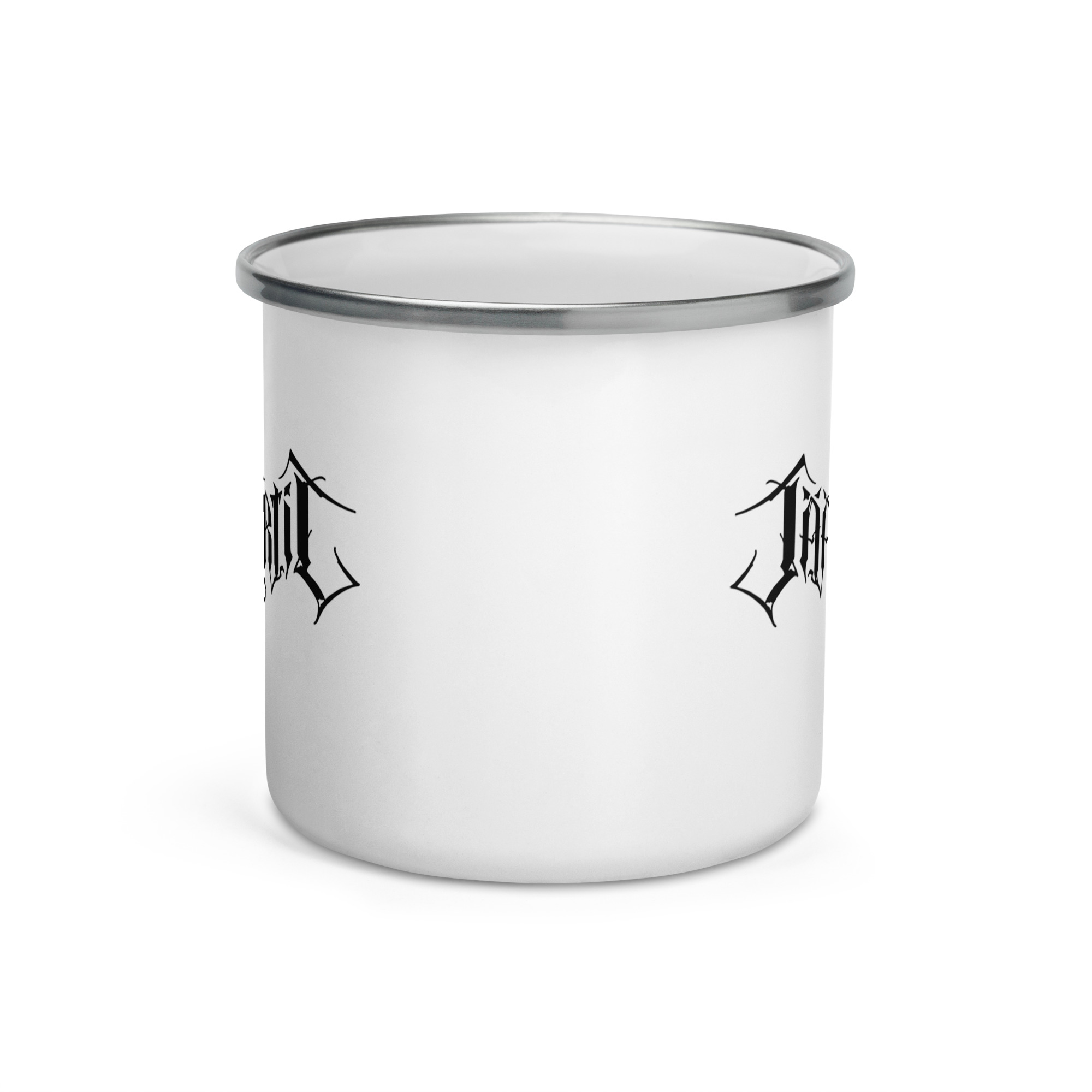 Jääportit white enamel camper mug with silver rim for hiking and camping