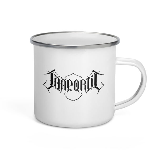 Jääportit white enamel camper mug with silver rim for hiking and camping