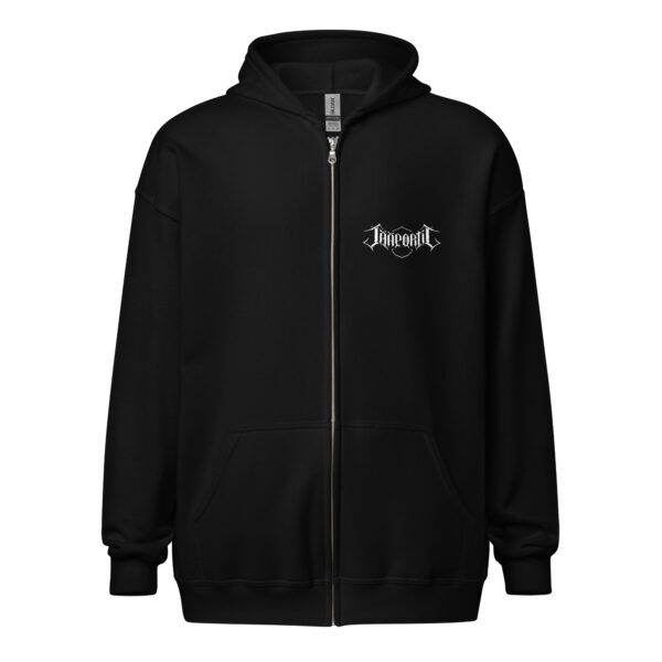 Jääportit unisex heavy blend zip hoodie with front logo and back print