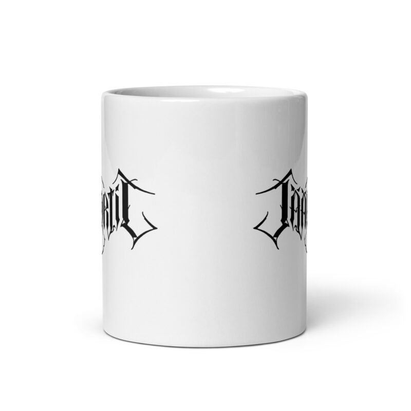 Jääportit white ceramic mug with black logo print available in three different sizes