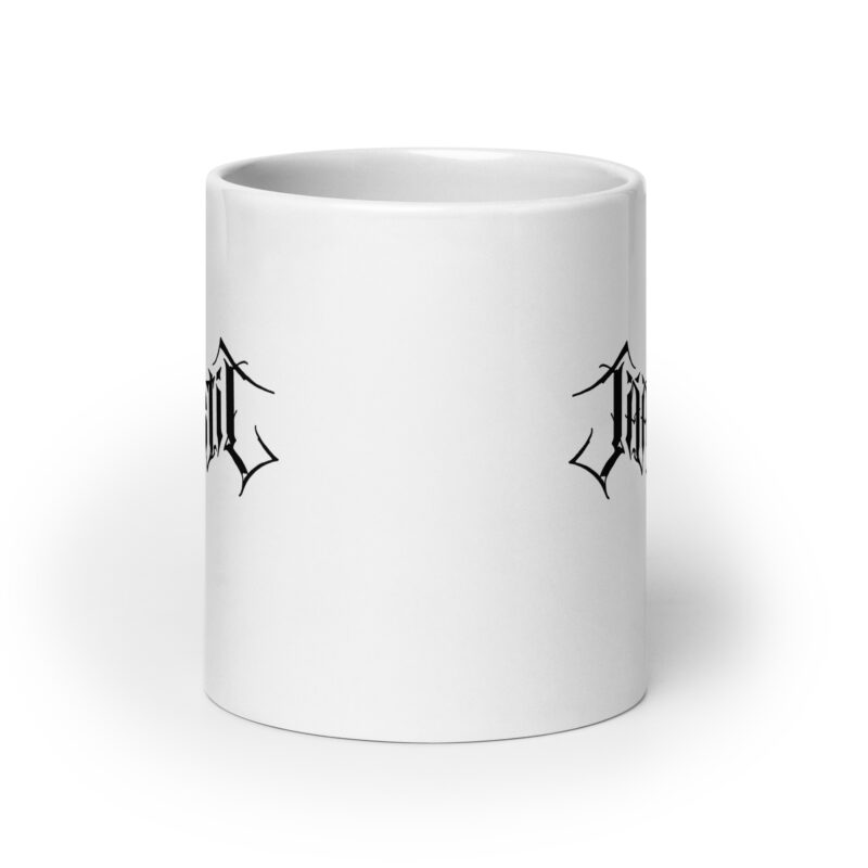 Jääportit white ceramic mug with black logo print available in three different sizes